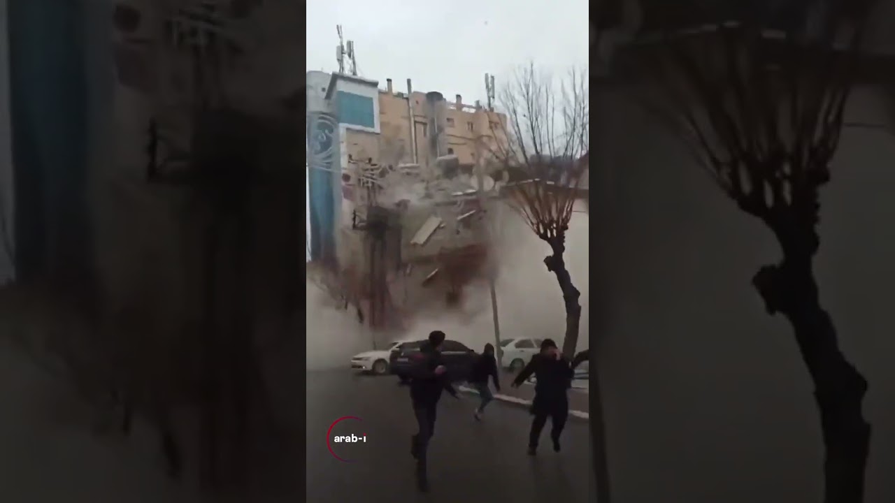 لحظة انهيار بناء في أورفا التركية بعد الزلزال